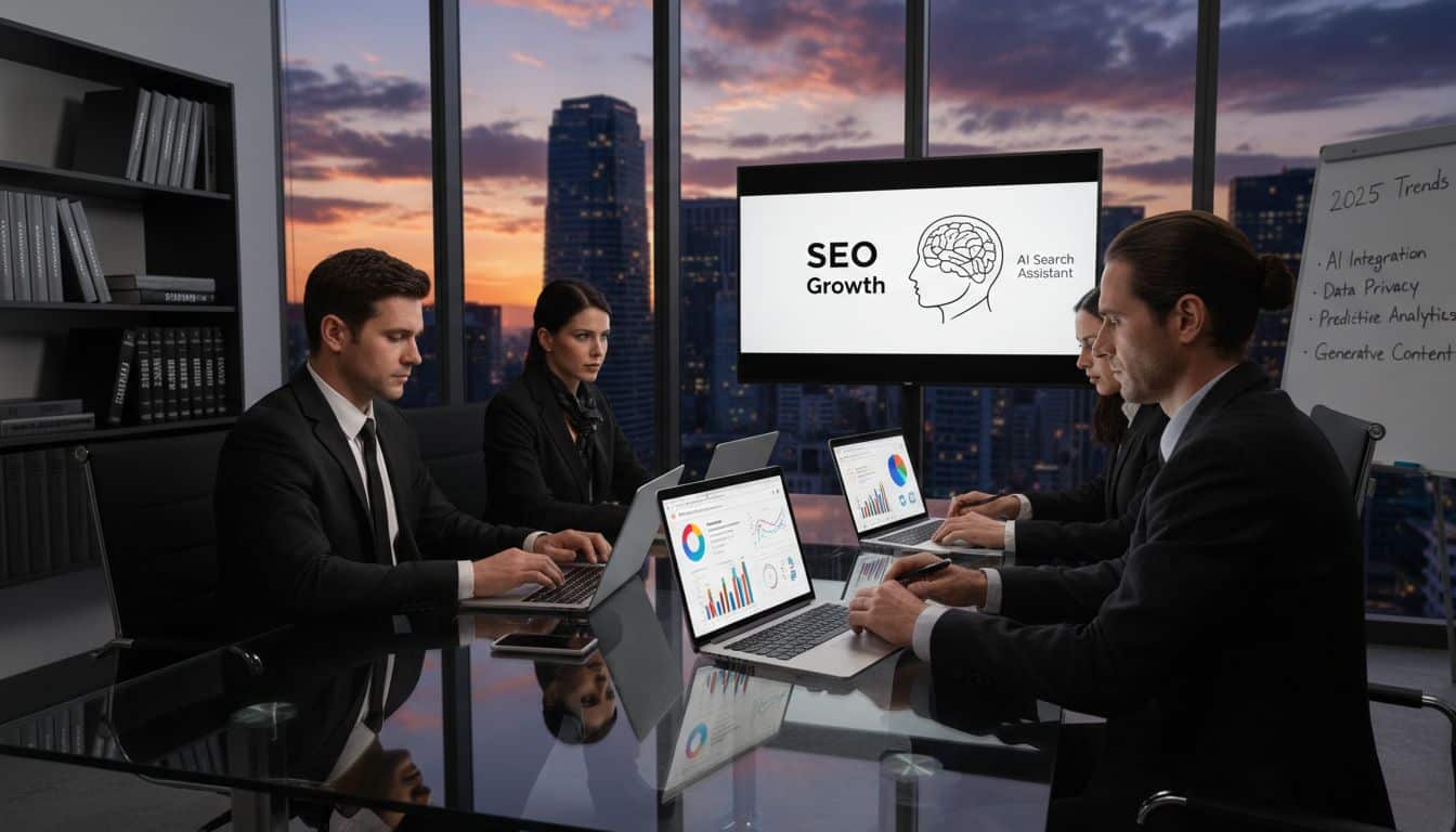 Law firm team analyzing 2025 SEO digital trends
